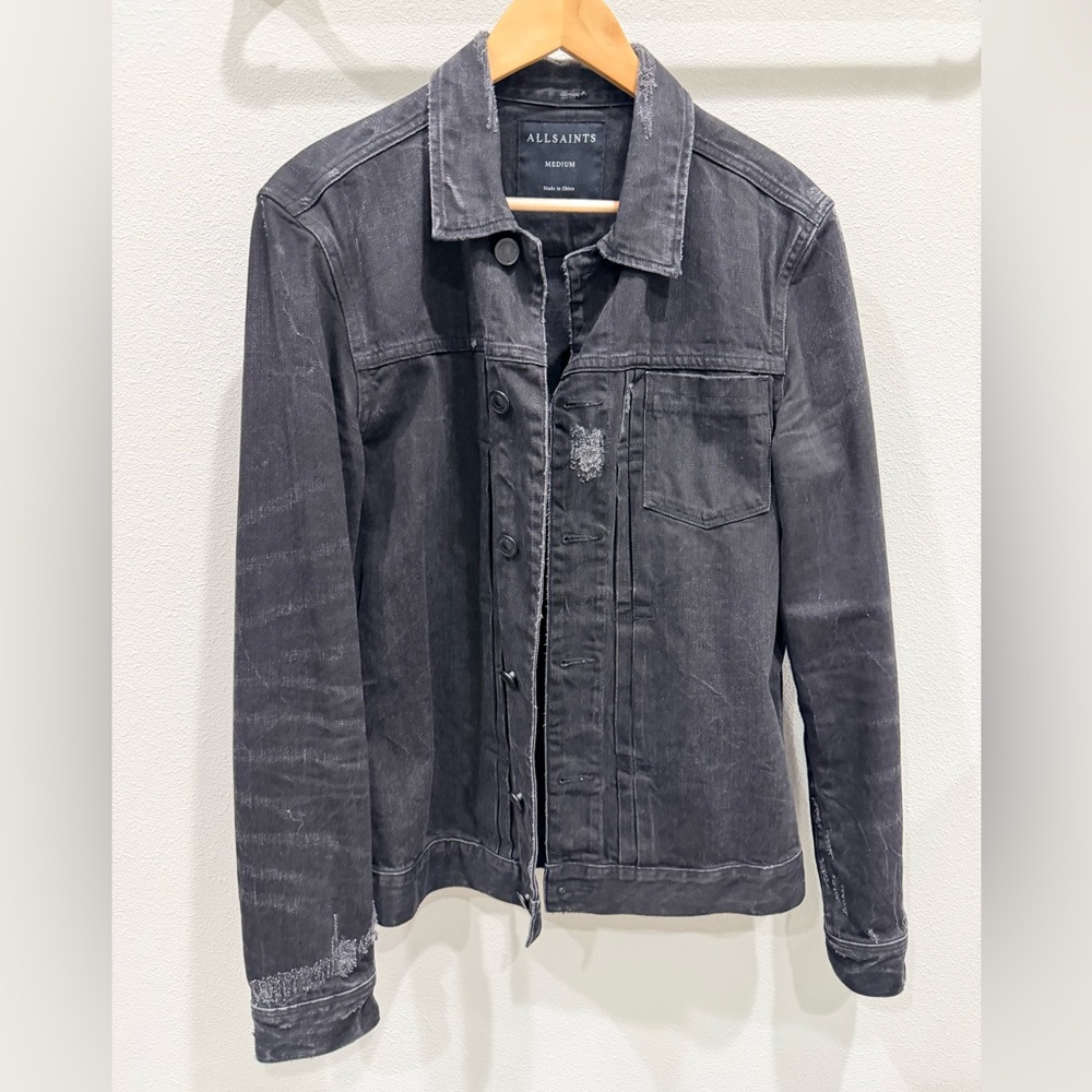 All Saints Men's Charcoal Denim Jacket